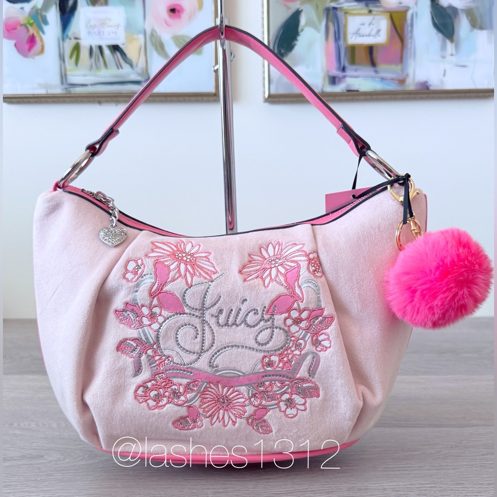 JUICY COUTURE Bag Juicy In Bloom Embroidered Hobo - Pink Flowers